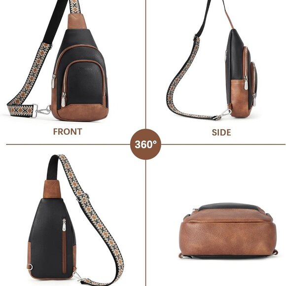 Sling Bag for Women Crossbody Purse Crossbody Bag Leather Chest Bag with Adjusta - Picture 8 of 8